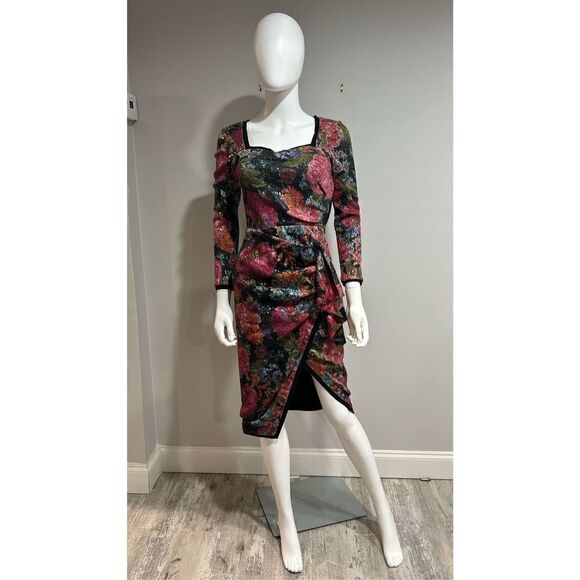 Chiara Boni La Petite Robe Cesarima Floral Sequined Cocktail Dress Size 4 (40) - Picture 2 of 11